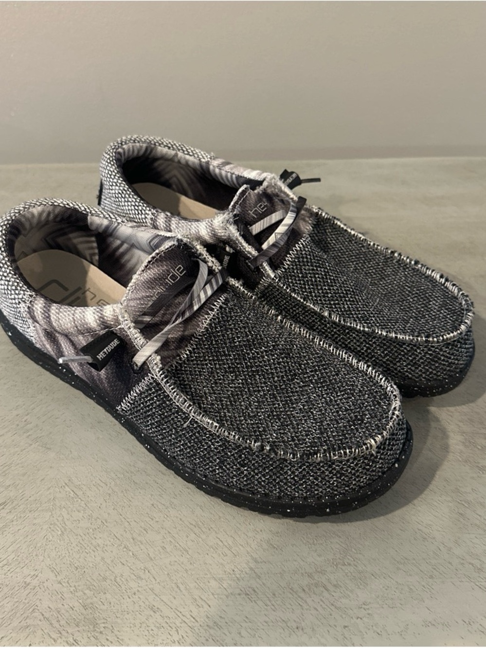 Hey Dude Men's Slip-On Knit Loafers - Black & Gray